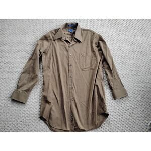 Nwot Paul Fredrick 2 Ply Cotton Broadcloth Tan Button Down Shirt 15/31